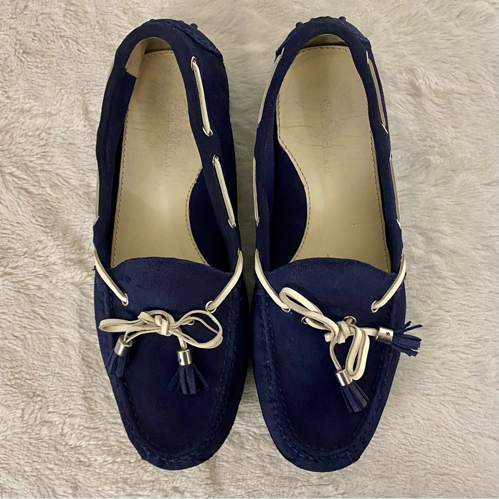 Cole Haan Grant Navy Blue Suede Driving Moccasin Loafers Women’s Size 7.5B - Picture 6 of 9